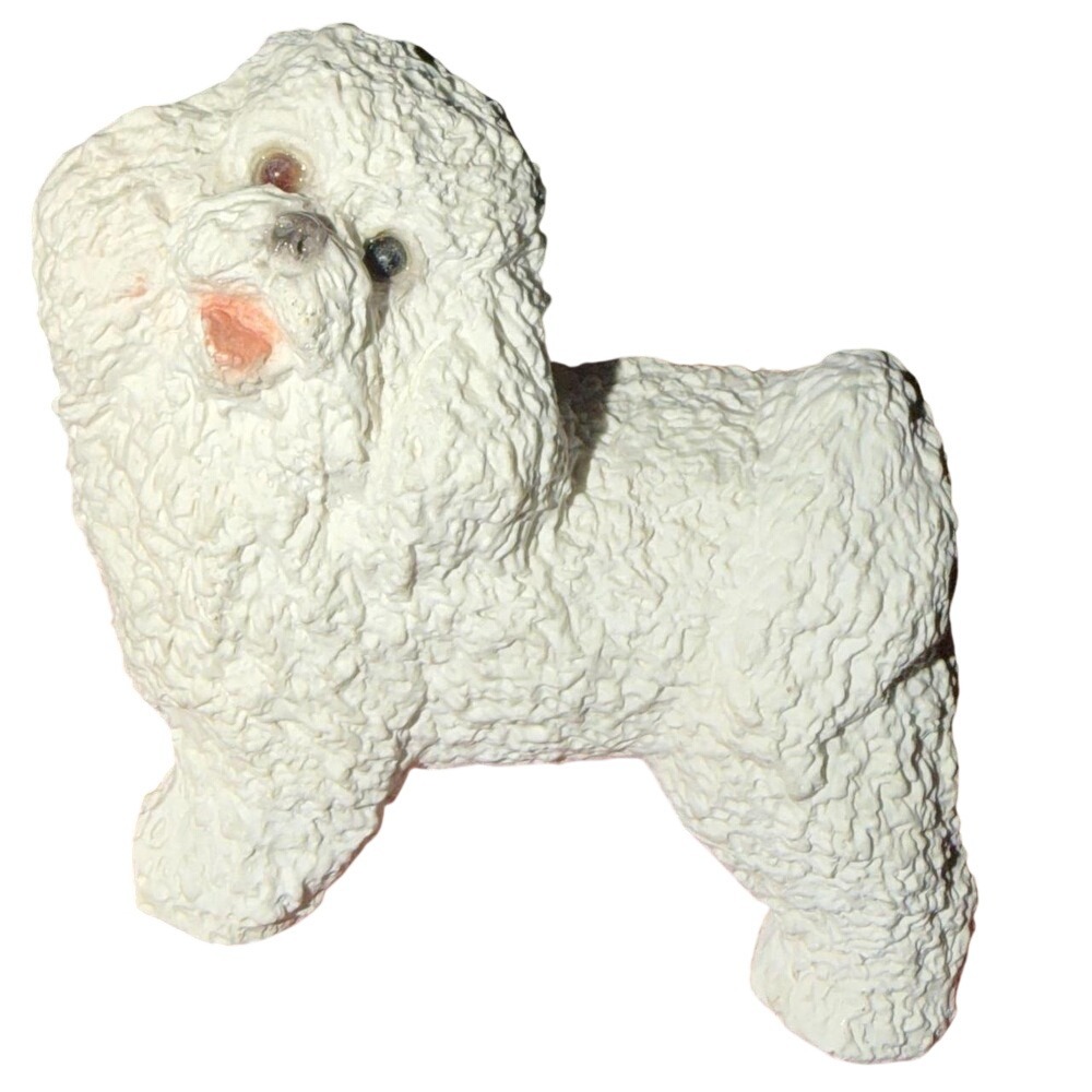 Bichon Frise Maltese Poodle Figurine Small White Textured Dog